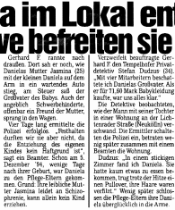 Berliner Kurier Hauptartikel vom 23.07.1995 Daniela im Lokal entführt - Tempelhofer Detektei Dudzus befreit das Kind