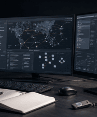 Digitale Ermittlungen und OSINT-Recherche an mehreren Bildschirmen